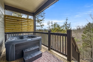 The private hot tub is a perfect place to relax after a long day of hiking