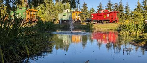 Reserve the entire property of 7 cabooses with a beautiful duck pond in the middle!