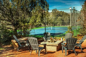 Fire Pit Hangout just steps from your Private Tennis Match