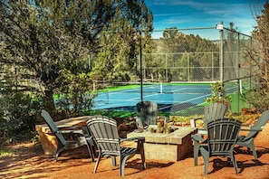 Fire Pit Hangout just steps from your Private Tennis Match