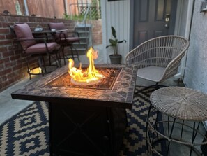 Fire pit and seating for two.