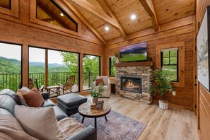 Electric fireplace - ambiance year round, extra heat, if desired, in the winter!