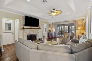 Comfortable sectional with large TV