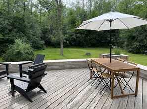Beautiful, large deck offers plenty of space for grilling/hosting on 2 acre lot.