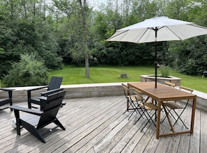 Beautiful, large deck offers plenty of space for grilling/hosting on 2 acre lot.