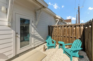 Private patio space to relax on your vacation with comfortable seating
