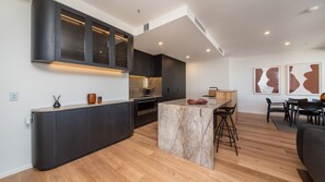 Fully equipped and sleek kitchen