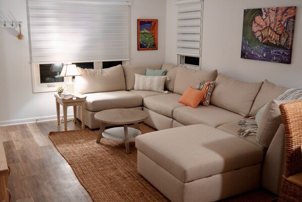 Our luxurious sectional is ready to provide relaxation after a long beach day.