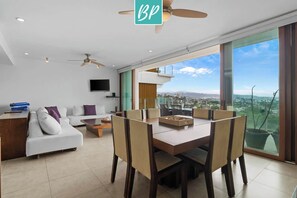 Living room and dining room