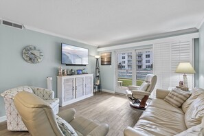 Living Room with Pool Views