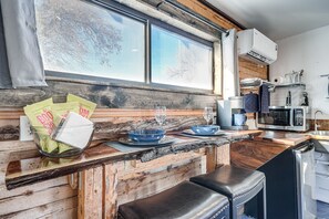 Kitchenette | Keurig Coffee Maker | Dishware & Flatware | Wine Glasses