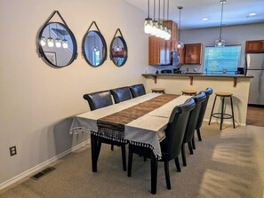 Large 6-person dining table.