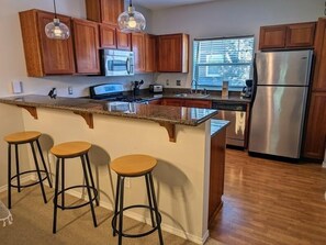 Breakfast bar and stools.