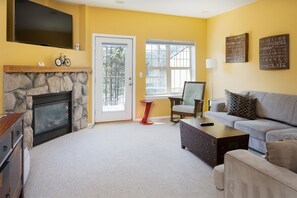 Living Room with Gas Fireplace and TV