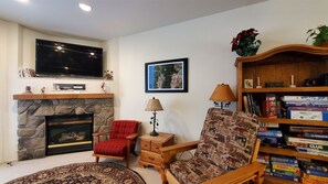 Living Room with Gas Fireplace and TV