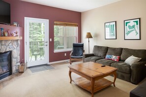 Living Room with Gas Fireplace and TV