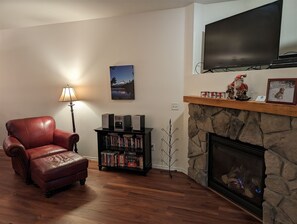 Living Room with Side Chair & Fireplace