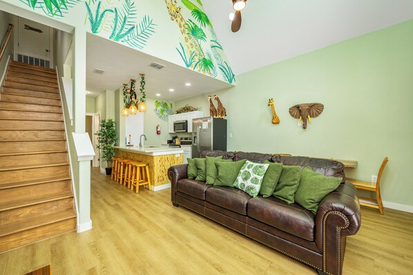 This unique, jungle-inspired property is the perfect vacation rental for those seeking an escape from the everyday