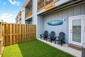 Private outdoor patio with comfortable seating