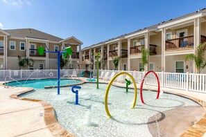 One of two heated, resort-style swimming pools