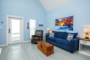 Living area with queen size sofa sleeper and comfy seating for the family