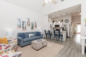 Open concept living and kitchen area