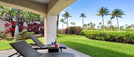 Relax on your private lanai of this Waikoloa Beach Resort vacation rental