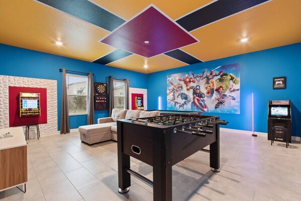 Game on! Dive into fun with pool, Xbox, arcade, and foosball delights
