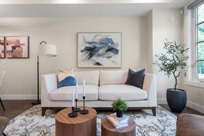 Guests will be invited to enjoy 
- Four level home 
- Four bedrooms 
- Four and a half bathrooms 
- Three separate living spaces 