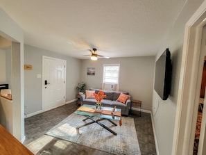 living room with cozy sofa