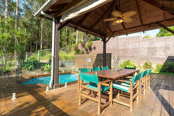Crystal-clear waters and a sun-drenched deck - the perfect poolside escape.