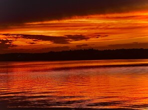 View from the dock at dusk.