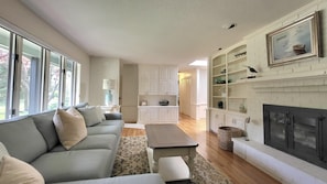 Living room with fireplace