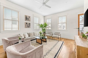 The living room allows for plenty of relaxation space for your group