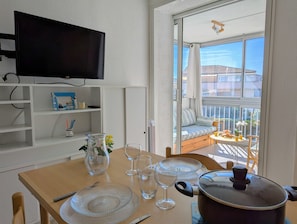 Open living room on closed loggia
