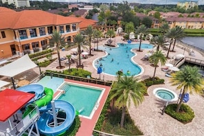 Our vacation home is just a few steps from the clubhouse, pools, gym and other amenities of the resort. You have access to the amenities at no cost!The water slides are currently open from Friday to Sunday, due to the pandemic.