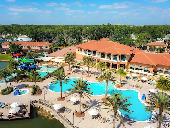 Our vacation home at Regal Oaks offers you a resort style stay with the comforts of home. You have access to the resort amenities with two heated pools, water slides, jacuzzi, tennis courts,