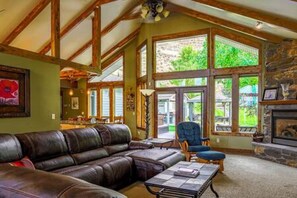 Living room in main house looking out towards the back yard