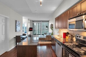 Fully stocked kitchen with all cooking essentials.