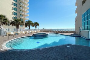 Outdoor pool and hot tub