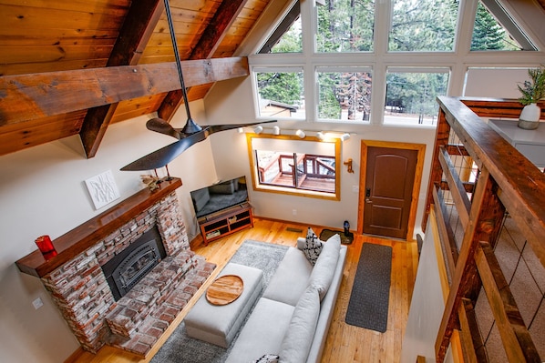 View of the living room from the loft.