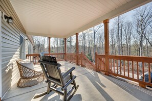 Porch w/ Seating | Outdoor Dining Area | Gas Grill