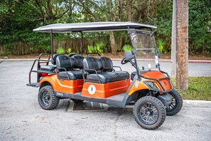 You can access all Sandestin has to offer in this 6 seater golf cart.