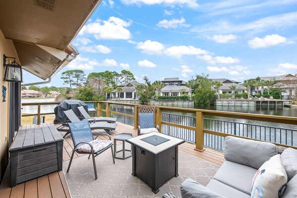 Beautiful views from the lakefront deck which includes a BBQ grill and firepit.