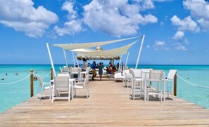 Enjoy sunbathing on the pier and jump in the beautiful water afterwards.