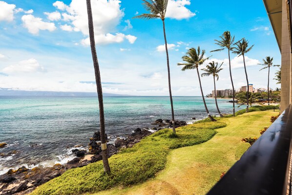 Enjoy panoramic ocean views from your private lanai
