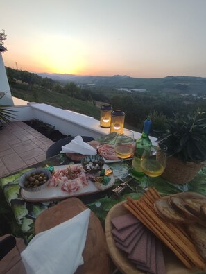 Sunset from the pool terrace.