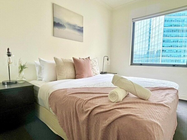 The master bedroom comes with a  king size bed, A large ensuite and walk-in wardrobe