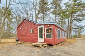 Cabin Exterior | Charcoal Grill | Steps to Lake