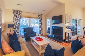 Happy Place is a beautifully furnished, end unit within the Fairway Dunes community in Wild Dunes Resort.
